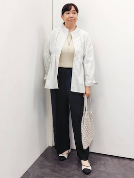 「アイテム（イヤリング、ベージュ系）」を使った、こんちゃんさん（レディース・162cm）の春コーディネート