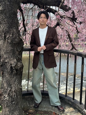 「JINS（ジンズ）のアイテム」を使った、Kou さん（メンズ・173cm）の春コーディネート