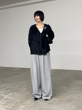 「goocy（グーシー）のタックスウェットパンツ（その他パンツ、グレー系）」を使った、飯塚りおんさん（レディース・152cm）の秋コーディネート