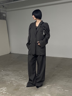 「goocy（グーシー）のタックデザインスラックス（その他パンツ、グレー系）」を使った、飯塚りおんさん（レディース・152cm）の秋コーディネート