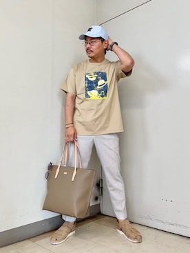 「アイテム（ブレスレット、グリーン系）」を使った、MAKOTO AI Kaminaさん（メンズ・170cm）の夏コーディネート