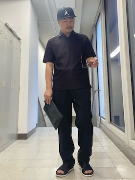 「アイテム（クラッチバッグ、ブラック系）」を使った、MAKOTO AI Kaminaさん（メンズ・170cm）の夏コーディネート
