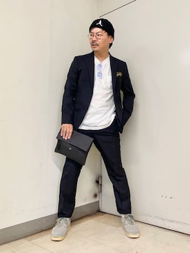「アイテム（クラッチバッグ、ブラック系）」を使った、MAKOTO AI Kaminaさん（メンズ・170cm）の夏コーディネート
