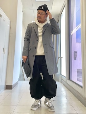「アイテム（クラッチバッグ、ブラック系）」を使った、MAKOTO AI Kaminaさん（メンズ・170cm）の秋コーディネート