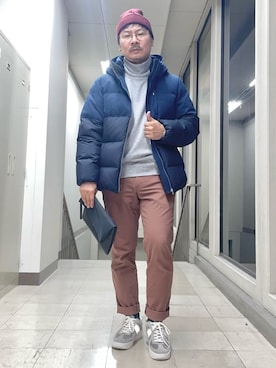 「アイテム（クラッチバッグ、ブラック系）」を使った、MAKOTO AI Kaminaさん（メンズ・170cm）の冬コーディネート