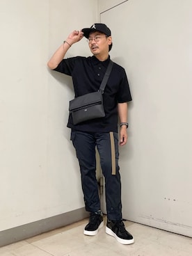 「アイテム（クラッチバッグ、ブラック系）」を使った、MAKOTO AI Kaminaさん（メンズ・170cm）の夏コーディネート