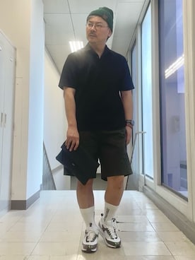 「アイテム（クラッチバッグ、ブラック系）」を使った、MAKOTO AI Kaminaさん（メンズ・170cm）の夏コーディネート