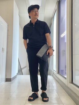 「アイテム（クラッチバッグ、グレー系）」を使った、MAKOTO AI Kaminaさん（メンズ・170cm）の夏コーディネート