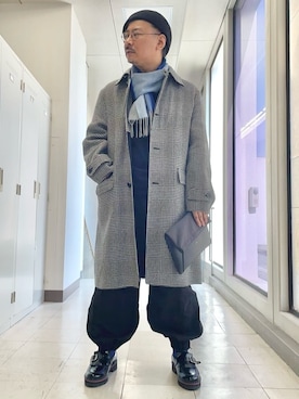 「アイテム（クラッチバッグ、ブラック系）」を使った、MAKOTO AI Kaminaさん（メンズ・170cm）の秋コーディネート