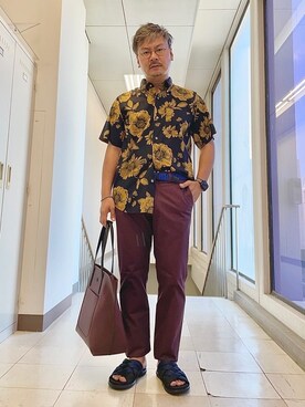 「アイテム（ブレスレット、グリーン系）」を使った、MAKOTO AI Kaminaさん（メンズ・170cm）の夏コーディネート