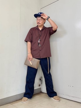 「アイテム（ブレスレット、グリーン系）」を使った、MAKOTO AI Kaminaさん（メンズ・170cm）の夏コーディネート