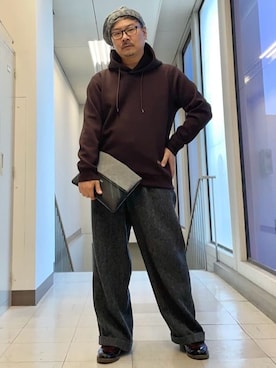 「TAKEO KIKUCHI（タケオキクチ）のアイテム」を使った、MAKOTO AI Kaminaさん（メンズ・170cm）の冬コーディネート