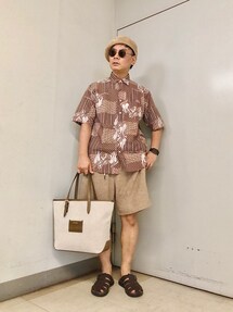 【美品】TAKEO KIKUCHI　シャンブレーキャンバス レザーコンビ トート 美品】TAKEO KIKUCHI シャンブレーキャンバス レザーコンビ