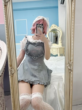 「Ank Rouge（アンクルージュ）のハートエプロンSETUP（ワンピース、グレー系）」を使った、さきちゃんさん（レディース・167cm）の秋コーディネート