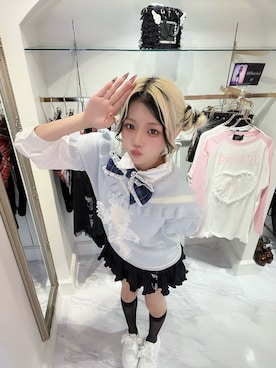 「Jamie エーエヌケー（ジェイミーエーエヌケー）のJM制服クロスのうさぎニット（ニット/セーター、ブルー系）」を使った、さきちゃんさん（レディース・167cm）の秋コーディネート