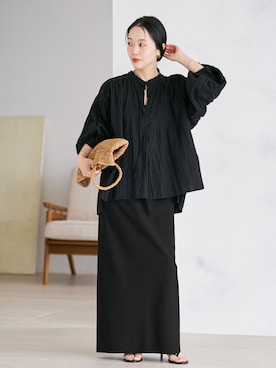 「plage（プラージュ）の《追加》R’IAM ダイバータイトスカート 2（スカート、ブラック系）」を使った、midoriさん（レディース・152cm）の夏コーディネート