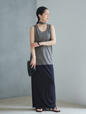 「plage（プラージュ）のJersey Iラインスカート（スカート、ブラック系）」を使った、midoriさん（レディース・152cm）の秋コーディネート