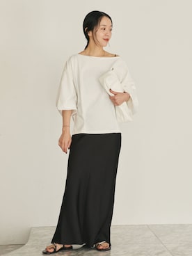 「plage（プラージュ）のdolman jersey プルオーバー（Tシャツ/カットソー、ホワイト系）」を使った、midoriさん（レディース・152cm）の夏コーディネート