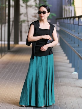 「アイテム（その他アンダーウェア/インナー、ブラック系）」を使った、midoriさん（レディース・152cm）の夏コーディネート