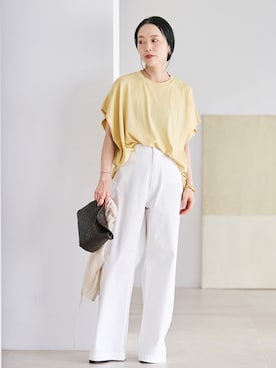 「plage（プラージュ）のLight straight チノパンツ（チノパンツ、ホワイト系）」を使った、midoriさん（レディース・152cm）の夏コーディネート