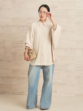 「plage（プラージュ）のvintage like デニムパンツ（デニムパンツ、ブルー系）」を使った、midoriさん（レディース・152cm）の夏コーディネート