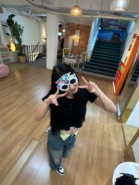 「SHEINのアイテム（デニムパンツ、ブルー系）」を使った、aoiさん（レディース・162cm）の夏コーディネート
