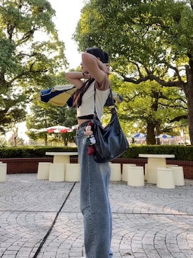 「Disney（ディズニー）のアイテム（おもちゃ、ブラック系）」を使った、aoiさん（レディース・162cm）の夏コーディネート