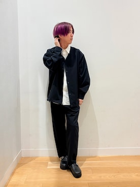 「アイテム（ノーカラージャケット）」を使った、moooritaさん（メンズ・175cm）の春コーディネート