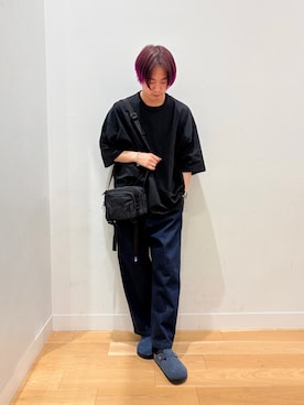 「URBAN RESEARCH（アーバンリサーチ）のWide Dad　BREEZY TECH SHORT-SLEEVE T-SHIRTS（Tシャツ/カットソー、ブラック系）」を使った、moooritaさん（メンズ・175cm）の春コーディネート