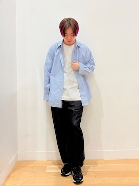 「FORK&SPOON（フォークアンドスプーン）のFORK&SPOON　PEオックスシャツ（シャツ/ブラウス、ブルー系）」を使った、moooritaさん（メンズ・175cm）の春コーディネート