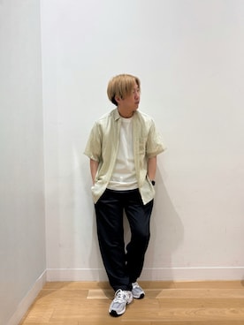 「FORK&SPOON（フォークアンドスプーン）のFORK&SPOON　シアーストライプシャツ（シャツ/ブラウス、ホワイト系）」を使った、moooritaさん（メンズ・175cm）の夏コーディネート