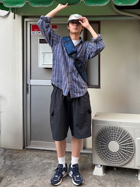 「UNIVERSAL OVERALL（ユニバーサルオーバーオール）のアイテム」を使った、ゆうとさん（メンズ・175cm）の夏コーディネート