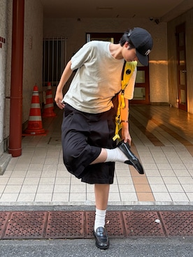 「COMESANDGOES（カムズアンドゴーズ）の【COMESANDGOES / カムズアンドゴーズ】 NEW YORK CAP NO.2722 0-A（キャップ、ブラック系）」を使った、ゆうとさん（メンズ・175cm）の夏コーディネート