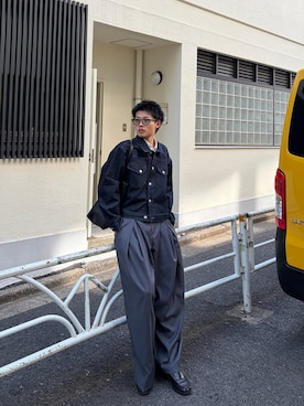 「CS（Chikashitsu +）（シーエス）のアイテム（デニムジャケット、ブルー系）」を使った、ゆうとさん（メンズ・175cm）の春コーディネート
