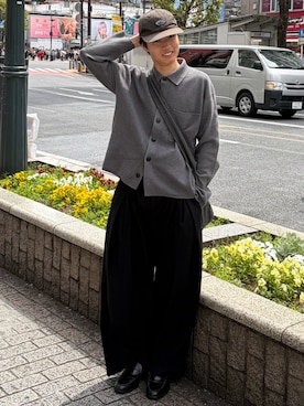 「HARUTA（ハルタ）のHARUTA ハルタ メンズ ローファー 6550（ローファー、ブラック系）」を使った、ゆうとさん（メンズ・175cm）の春コーディネート