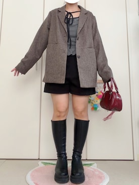 「LOWRYS FARM（ローリーズファーム）のストレッチロングブーツ　 970807（ブーツ、ブラック系）」を使った、モモ子さん（レディース・150cm）の秋コーディネート