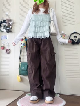 「GeeRA（ジーラ）のアイテム」を使った、モモ子さん（レディース・150cm）の春コーディネート