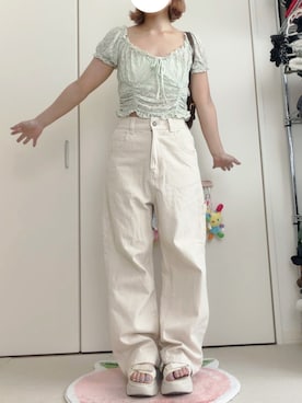 「Java（ジャバ）のアイテム（パンツ）」を使った、モモ子さん（レディース・150cm）の夏コーディネート
