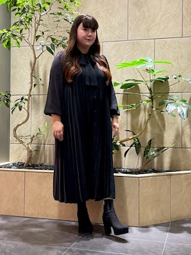 「ZARA（ザラ）のアイテム（ワンピース、ブラック系）」を使った、ﾏﾁさん（レディース・158cm）の秋コーディネート