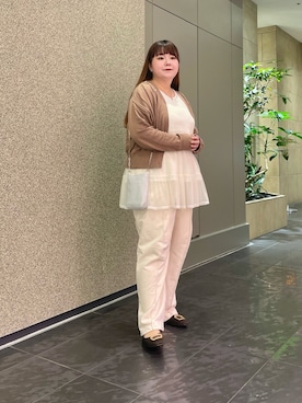 「GU（ジーユー）のアイテム（トップス、ホワイト系）」を使った、ﾏﾁさん（レディース・158cm）の春コーディネート