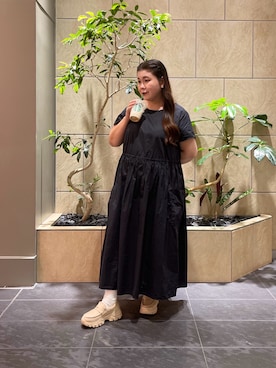 「H&M（エイチ・アンド・エム）のアイテム（ワンピース、ブラック系）」を使った、ﾏﾁさん（レディース・158cm）の夏コーディネート