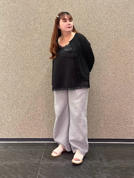 「GU（ジーユー）のアイテム（キャミソール、ブラック系）」を使った、ﾏﾁさん（レディース・158cm）の夏コーディネート