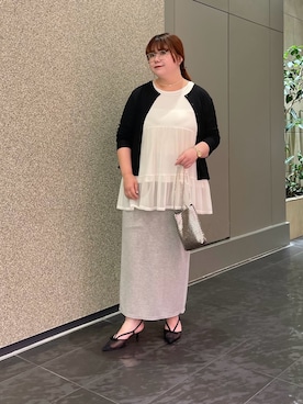 「GU（ジーユー）のアイテム（トップス、ホワイト系）」を使った、ﾏﾁさん（レディース・158cm）の夏コーディネート