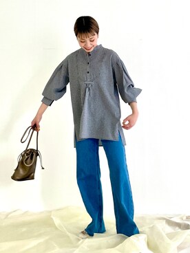 「ITEMS URBANRESEARCH（アイテムズ アーバンリサーチ）のPUキンチャクショルダー（ショルダーバッグ）」を使った、おすみさん（レディース・152cm）の春コーディネート