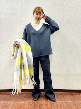 「Vネック」｜おすみさん（レディース・152cm）の冬コーディネート