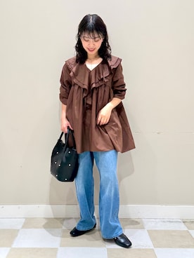 「RODE SKO（ロデスコ）のアイテム（ローファー）」を使った、おすみさん（レディース・152cm）の秋コーディネート