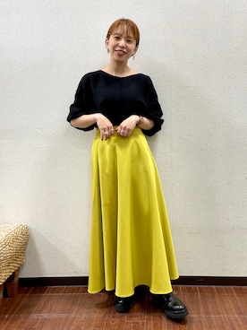 「Aラインスカート」｜「アイテム（ニット/セーター）」を使った、おすみさん（レディース・152cm）の冬コーディネート
