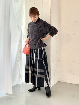 「アイテム（バッグ、オレンジ系）」を使った、おすみさん（レディース・152cm）の冬コーディネート