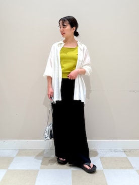 「ITEMS URBANRESEARCH（アイテムズ アーバンリサーチ）の『洗濯可』2WAYニットタンクトップ（ニット/セーター、グリーン系）」を使った、おすみさん（レディース・152cm）の夏コーディネート
