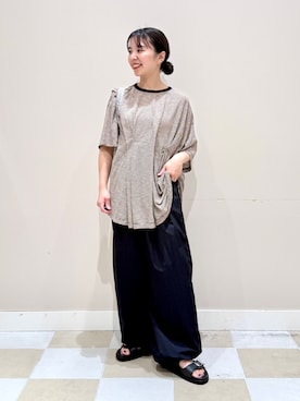 「ITEMS URBANRESEARCH（アイテムズ アーバンリサーチ）のナイロンカーゴパンツ（その他パンツ、ブラック系）」を使った、おすみさん（レディース・152cm）の夏コーディネート